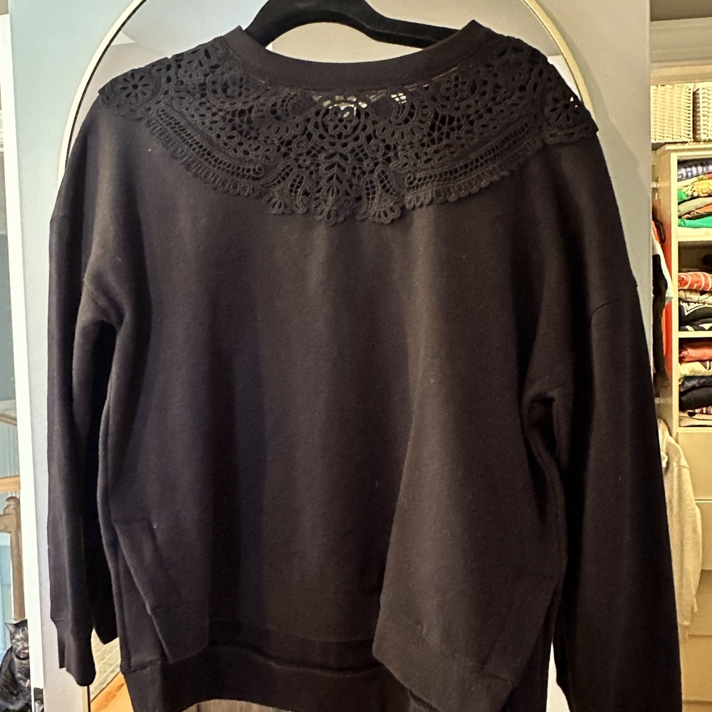 Boden crochet collar sweatshirt